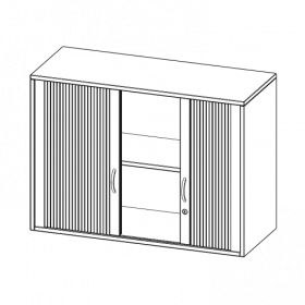 Aufsatzschrank mit Rollo, 2 Ordnerhöhen - Serie evo180 B/H/T: 100x72x40 cm, Querrollladen, abschließbar-image