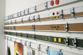 Bilderklemmleiste Stahl weiß Bilderleiste 100 cm mit 3 Papierklemmen pro Meter, Oberfläche in Stahl weiß, magnethaftend-image