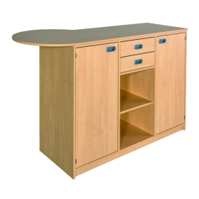 Anmeldestation B/H/T: 170/140x110x50/70 cm, Ansatz links, Raumteiler mit Beratungsansatz-image