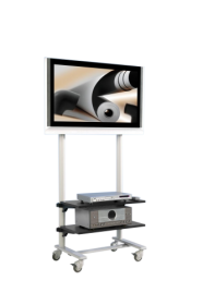 TV Wagen, TV Rack für Fernseher bis 50 Zoll mit 2 Ablagen ScreenCart Serie Design 70, neigbare Halterung-image
