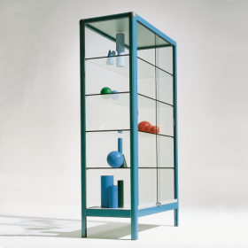 Aluminiumvitrine V15 mit 4 verstellbaren Dickglasböden B/H/T: 100x180x50 cm-image