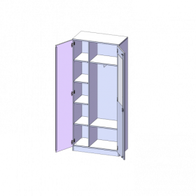 Garderobenschrank mit Spiegel und Garderobenstange, 5 Ordnerhöhen - Serie evo180 B/H/T: 80x190x40 cm, 2 Türen, abschließbar, eine Seite Garderobe, eine Seite Fachboden, Sockel -image