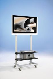 TV Wagen, TV Rack für Fernseher bis 50 Zoll mit 2 Ablagen ScreenCart Serie Design 70, feste Halterung-image