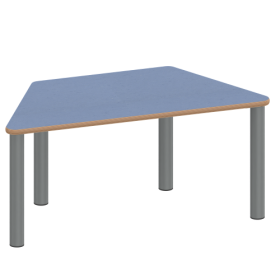 Tisch ZALOTTI mit Linoleum-Belag Trapez-Tische, Maße B/T: 140x70 bzw. 120x60 cm, Höhen 25…76 cm, Stahlrohrbeine Ø 60 mm, Fußvariante: Stellfuß-image