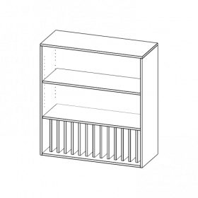 Aufsatzregal für Klassenbücher, 3 Ordnerhöhen - Serie evo180 B/H/T: 100x108x40 cm, 1 Reihe für 14 Klassenbücher-image