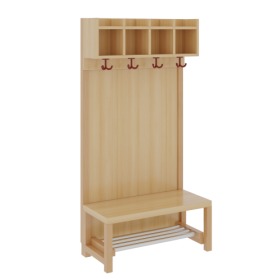 Komplettgarderobe mit einfacher Ablagereihe Stütze mit Paneelrückwand, Aluminiumrost, wahlweise Facheinteilung, T: 39 cm-image