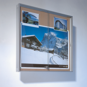 Wandvitrine IA mit Schiebetür aus Sicherheitsglas und Korkrückwand B/H/T: 50x40x7,5 cm-image