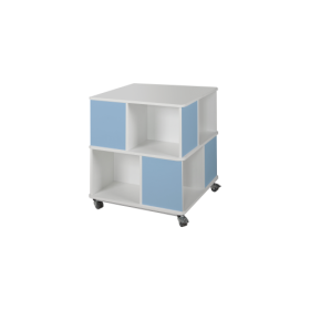 Bücherturm mit offenen Fächern, zweifarbig und fahrbar B/H/T: 75x85x75 cm mit 2 Ebenen und 8 offenen Fächern, Dekore nach Wahl-image
