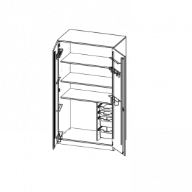 Musikschrank, 5 Ordnerhöhen - Serie evo180 B/H/T: 104,5x190x60 cm, Türen mit Instrumentenhalterungen, mit 4 ErgoTray Boxen, mit Sockel (81 mm)-image