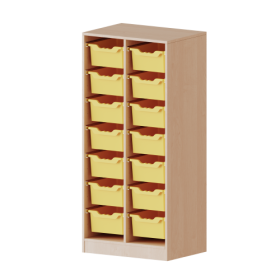 ErgoTray Regal, zweireihig, 4 Ordnerhöhen - evo180 Serie Breite 70,3 cm, Gesamthöhe 154 cm, mit Sockel, 14 hohe ErgoTray Boxen-image