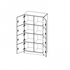 Schließfachschrank, 4 Ordnerhöhen - Serie evo180 B/H/T: 80x154x40 cm, 8 Schließfächer, mit Sockel (81 mm)-image