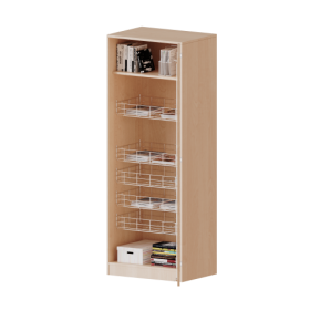 Sportschrank, 5 Ordnerhöhen - Serie evo180 B/H/T: 70,3x190x60 cm, mit 5 Ballkörben, Halterungen an der Tür, Tür öffnet rechts, mit Sockel (81 mm)-image