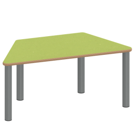 Tisch ZALOTTI mit Linoleum-Belag Trapeztisch, B/H/T: 120x25x60 cm, Stahlrohrbeine Ø 60 mm, Fußvariante: Stellfuß, Tischbeine mit RAL-Farbe 9006 (weißaluminium)-image