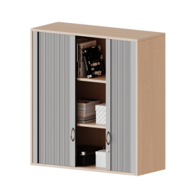 Aufsatzschrank mit Rollo, 3 Ordnerhöhen - Serie evo180 Breite 100 cm, Gesamthöhe 108 cm, Querrollladen, abschließbar-image