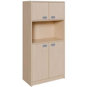 Korpus-Schrank mit 2 Doppeltüren B/H/T: 78x160x40 cm, unten und oben je 2 Türen, 3 Einlegeböden, Mitte mit offenem Fach-image