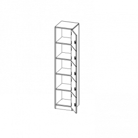 Schließfachschrank, 5 Ordnerhöhen - Serie evo180 B/H/T: 40,5x190x40 cm, 5 Schließfächer, Türen öffnen nach rechts, mit Sockel (81 mm)-image