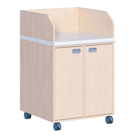 Wickelkommode, zweireihig, fahrbar, 2 Türen, B/H/T: 70,5x111,5x71,5 cm, aus feuerhemmendem Material - Dekor Birke-image