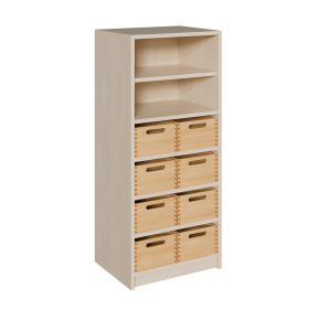 Korpus-Regal mit Materialkästen und Fächern B/H/T: 52x120x40 cm mit 8 Massivholz-Kästen (ohne Sichtfenster), oben Regal mit 2 Fächern-image
