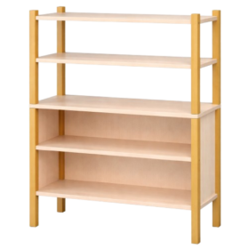 Stollen-Regal mit flacher Sockelnische und 4 Fächern B/H/T: 56x120x40 cm, Regal mit 2 verstellbaren Einlegeböden, unten 3seitig geschlossen, oben offener Regalbereich-image