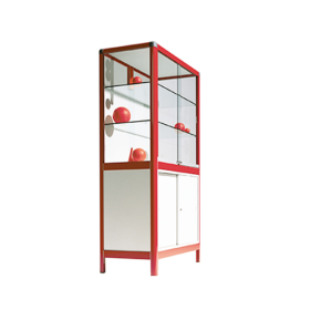 Aluminiumvitrine V17 mit Sicherheitsglas und integriertem Unterschrank B/H/T: 100x180x50 cm-image