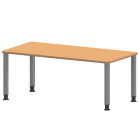 Tisch ZALOTTI mit Linoleum-Belag Rechtecktisch, B/H/T: 120x41x60 cm, Stahlrohrbeine Ø 60 mm, Fußvariante: höhenverstellbar (41/55 cm), Tischbeine mit RAL-Farbe 9006 (weißaluminium)-image