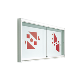Holzvitrine Modell IV 1 B/H/T: 100x100x12 cm, Stahlrückwand weiß-image