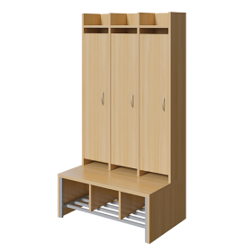 Spindgarderobe, hohe Tür Bank aus feuerhemmendem Material - Dekor Birke, mit Schuhrost, 3fach-Haken, H/T: 160x55 cm-image