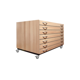 Bildertruhe fahrbar mit Untergestell und 7 Züge B/H/T: 111x80x79 cm, fahrbarer Planschrank mit 7 Schüben für Bildformate bis 100x70 cm-image
