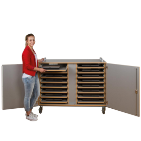 Laptopwagen mit 16 Teleskopauszügen, fahrbar B/H/T: 135x99x60 cm-image