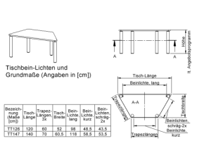 Tisch ZALOTTI mit Schichtstoff-Belag Trapeztisch, B/H/T: 120x41x60 cm, Stahlrohrbeine Ø 60 mm, Fußvariante: höhenverstellbar (41/55 cm), Tischbeine mit RAL-Farbe 9006 (weißaluminium)-image