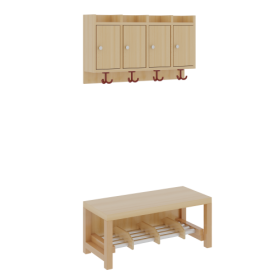 Komplettgarderobe mit Ablagen und Türen 2teilig ohne Stütze, Ablage zur Wandmontage, Aluminiumrost mit Facheinteilung, T: 35 cm-image