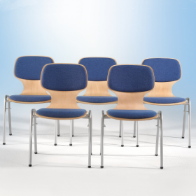 Schalenstuhl gepolstert mit Rundrohrgestell, stapelbar Sitzhöhe: 46 cm, mit Sitz- und Rückenpolster und Vierfuß- Rundrohrgestell-image