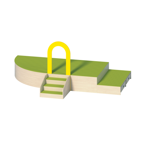 Podestanlage 5, 4teilig, mit Bogendurchgang und Linoleum-Deckplatten B/H/T: 370x24/46/142x222 cm, in 2 verschiedenen Höhen, mit 2 Rollkästen-image