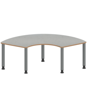 Tisch ZALOTTI mit Linoleum-Belag Drittelkreistische, Stellfläche B/T: 173x80 cm, Höhen 41…76 cm, Stahlrohrbeine Ø 60 mm, Fußvariante: höhenverstellbar-image