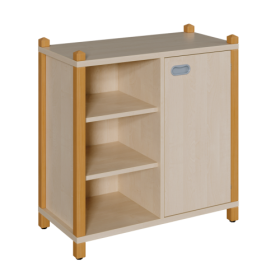 Stollen-Schrank mit einseitiger Tür und 3 offenen Fächern B/H/T: 82x80x40 cm, Tür rechts, Regal links, 4 Einlegeböden-image