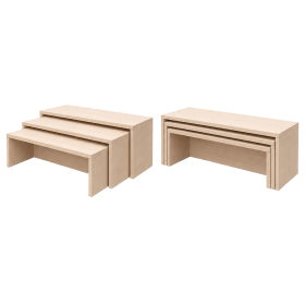 Set aus 3 untereinander schiebbaren Sitzbänken mit stabilen 25-mm-Sitzplatten B/H/T der Bank-Einzelmaße: 105x40x32,5 // 100x35x30,0 // 95x30x27 cm-image