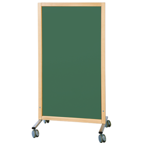 Trennwand fahrbar, mit Emaille-Flächen B/H/T: 74x137x50 cm, vorn/hinten Emaille grün, Stahlgestell mit RAL-Farbe 9006 (weißaluminium)-image