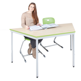 Trapeztisch "Classic" mit Melaminplatte B/T: 140x70/60,5 cm, Tischgestell mit Rundrohr Standbeinen Ø 60 mm, die Tischhöhe, das Dekor und die Gestellfarbe sind wählbar-image