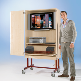 Zweitüriger TV-Wagen mit 1 Rollauszug & Fach B/H/T: 96x190x57 cm-image