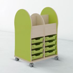 Leseratte Maxi, 4 Fächer und 8 Schübe Mit 8 Ergotray Boxen C1 in gelb-image