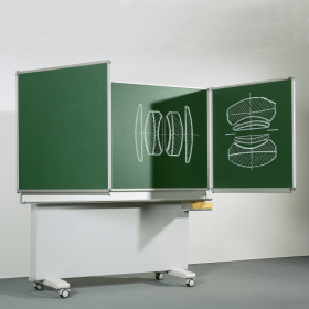 Klappschiebetafel Schultafel aus Premium Stahlemaille, Serie M-EG MF: 150x100 cm FF: 75x100 cm, fahrbar-image