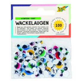 Wackelaugen mit Wimpern 100 Stk. in 6 Größen farbig sortiert-image