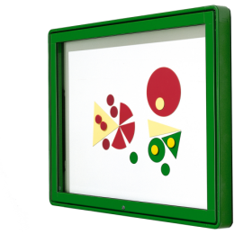 Vitrine W7 mit Klapptür zur Wandmontage B/H/T: 82x62x6,5 cm, Rückwand Lederstruktur auf Kork-image