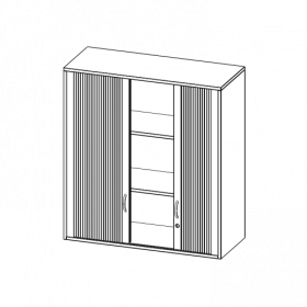 Aufsatzschrank mit Rollo, 3 Ordnerhöhen - Serie evo180 B/H/T: 100x108x40 cm, Querrollladen, abschließbar-image
