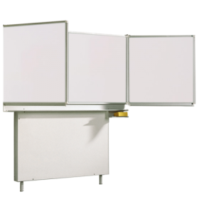Whiteboard Wandtafel Schultafel aus Premium Stahlemaille, Serie MEW, weiß Wandklappschiebetafel mit Kontergewicht-image