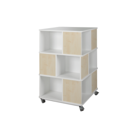 Bücherturm mit offenen Fächern, einfarbig und fahrbar B/H/T: 75x85-196x75 cm mit 2 bis 5 Ebenen, Dekor nach Wahl-image
