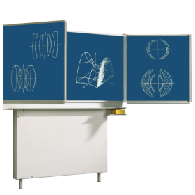 Wandtafel Schultafel aus Premium Stahlemaille, Serie ME MF 200x100 cm, FF 100x100 cm, 6 m² Schreibfläche, blau-image
