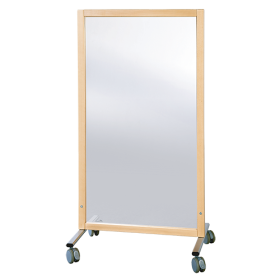 Trennwand fahrbar, mit Melamin-Fläche B/H/T: 74x137x50 cm, Stahlgestell mit RAL-Farbe 9006 (weißaluminium)-image