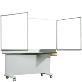 Whiteboard Klappschiebetafel aus Premium Stahlemaille, Serie ME, weiß Größen und RAL Farben wählbar, Freistehend oder fahrbar-image