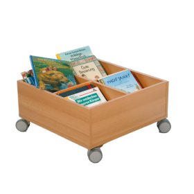 Bücherkiste auf Rollen, 4 Fächer B/H/T: 60x32x60 cm-image